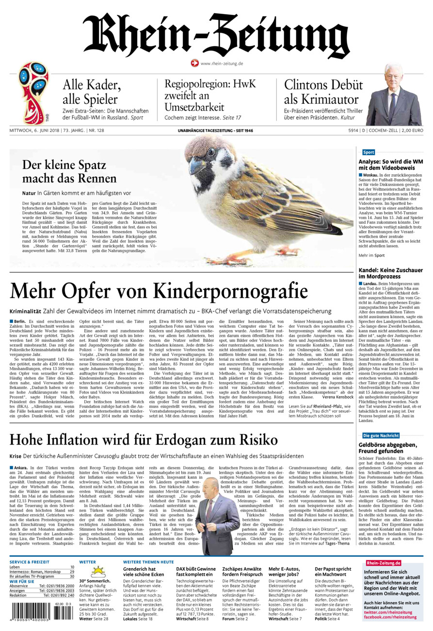 Rhein-Zeitung Kreis Cochem-Zell vom Mittwoch, 06.06.2018