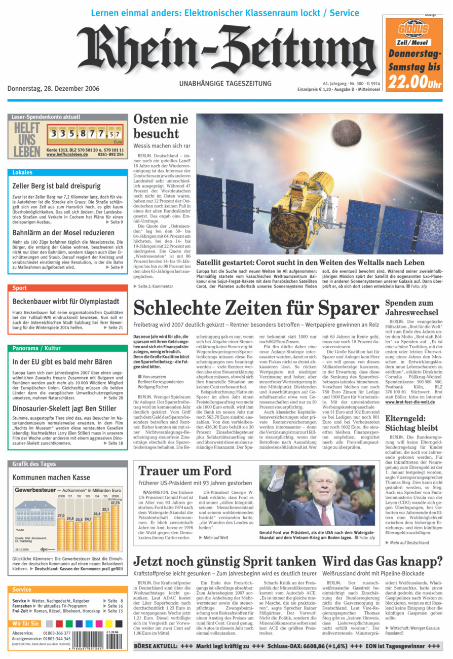 Rhein-Zeitung Kreis Cochem-Zell vom Donnerstag, 28.12.2006