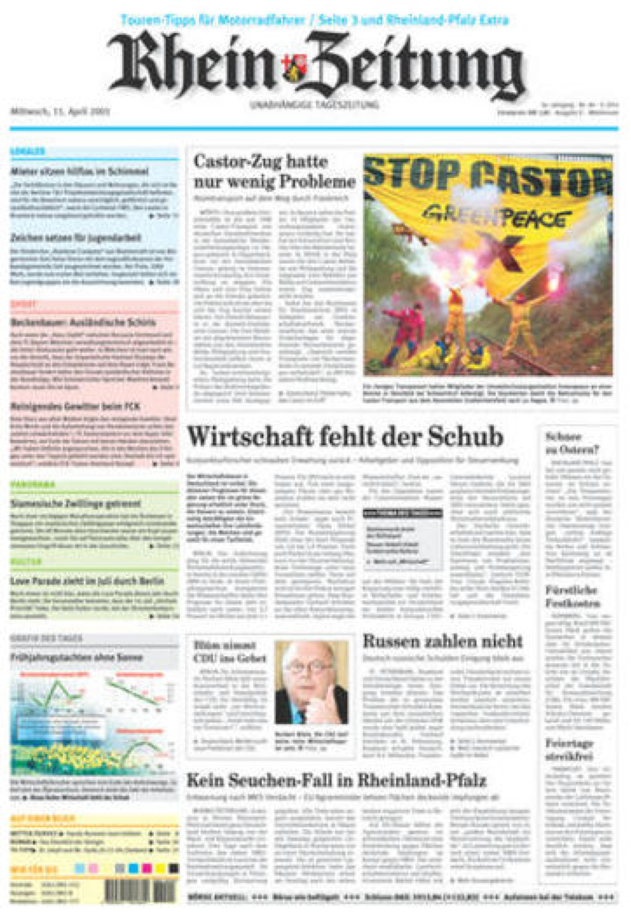 Rhein-Zeitung Kreis Cochem-Zell vom Mittwoch, 11.04.2001