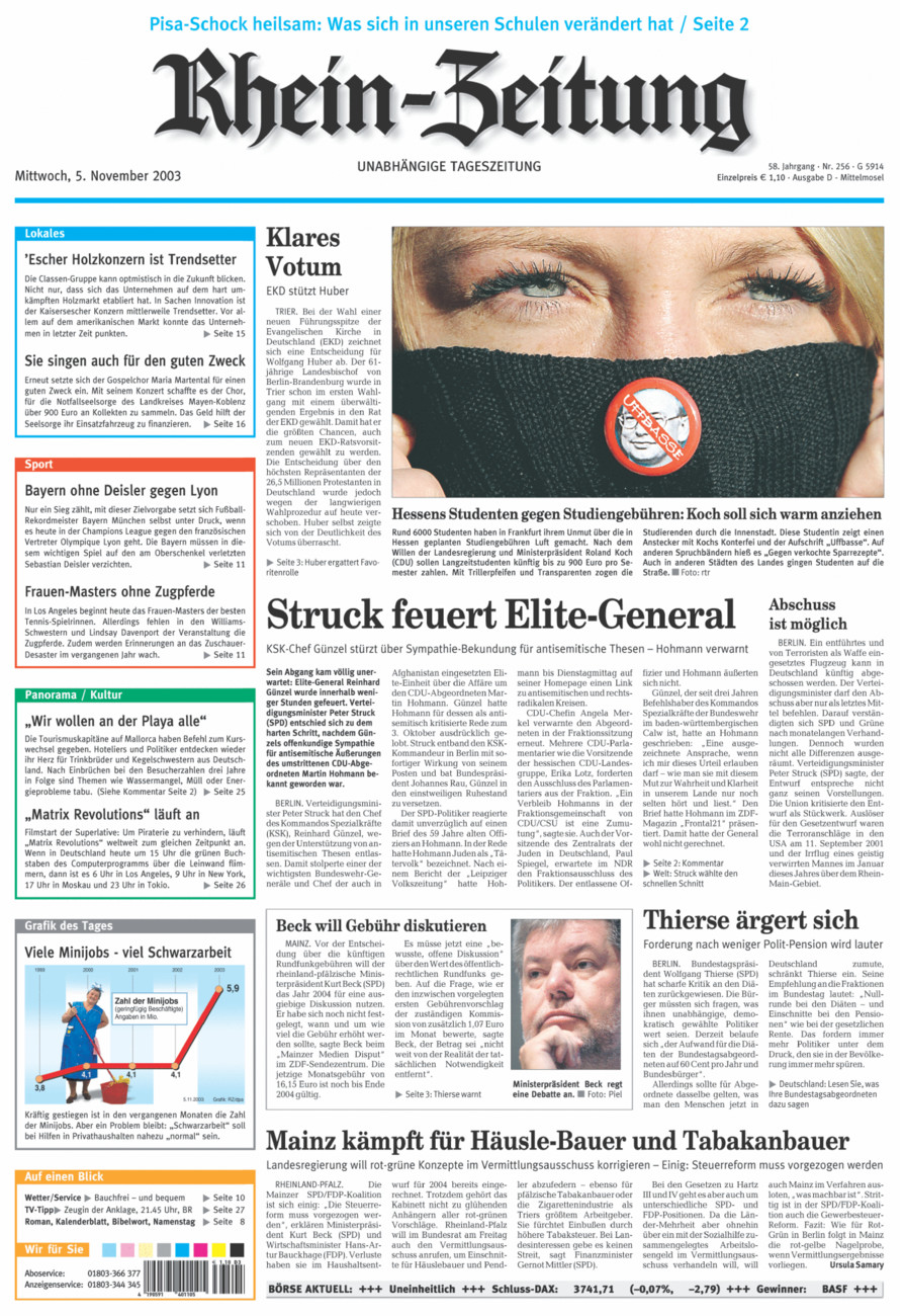 Rhein-Zeitung Kreis Cochem-Zell vom Mittwoch, 05.11.2003