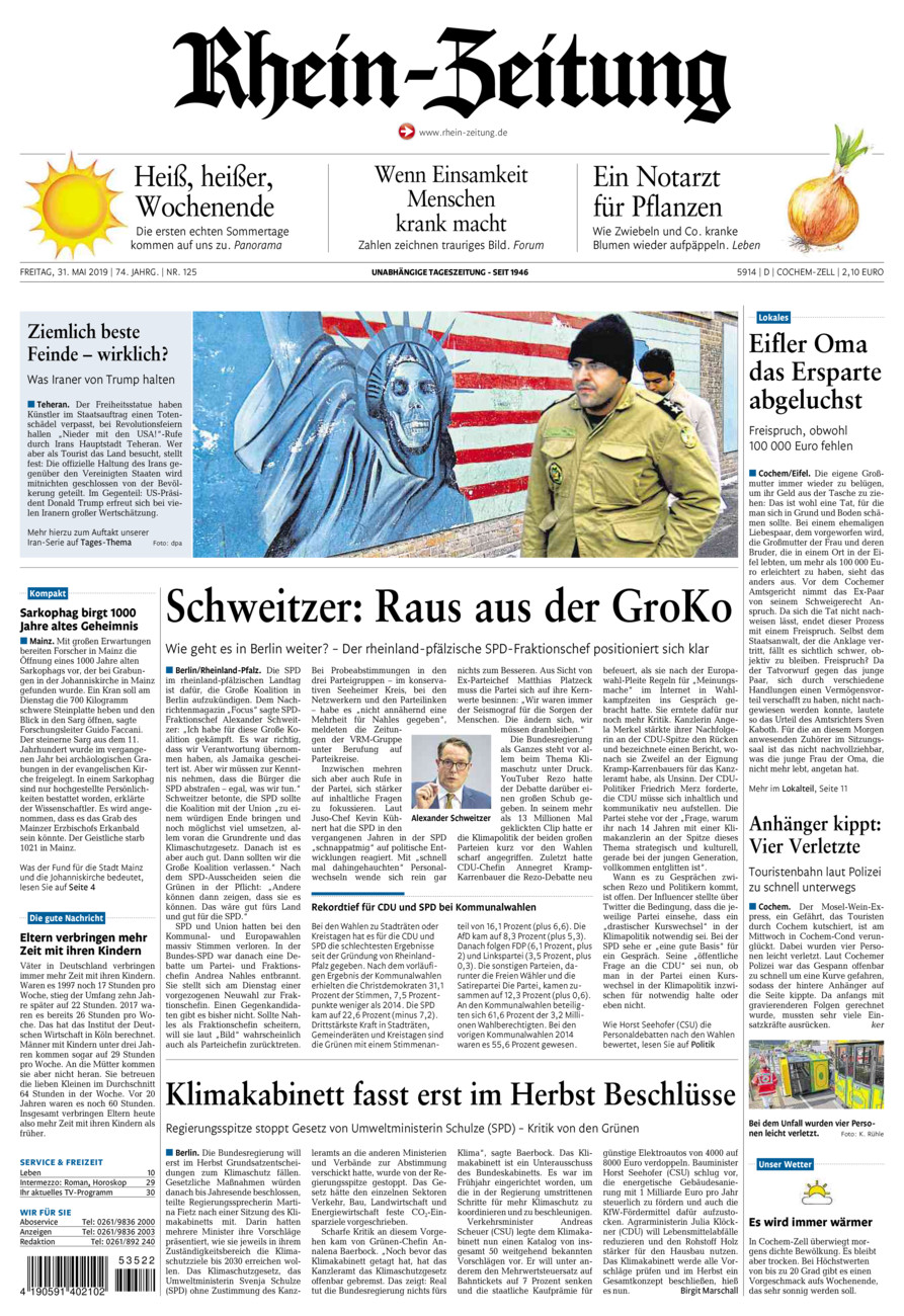 Rhein-Zeitung Kreis Cochem-Zell vom Freitag, 31.05.2019