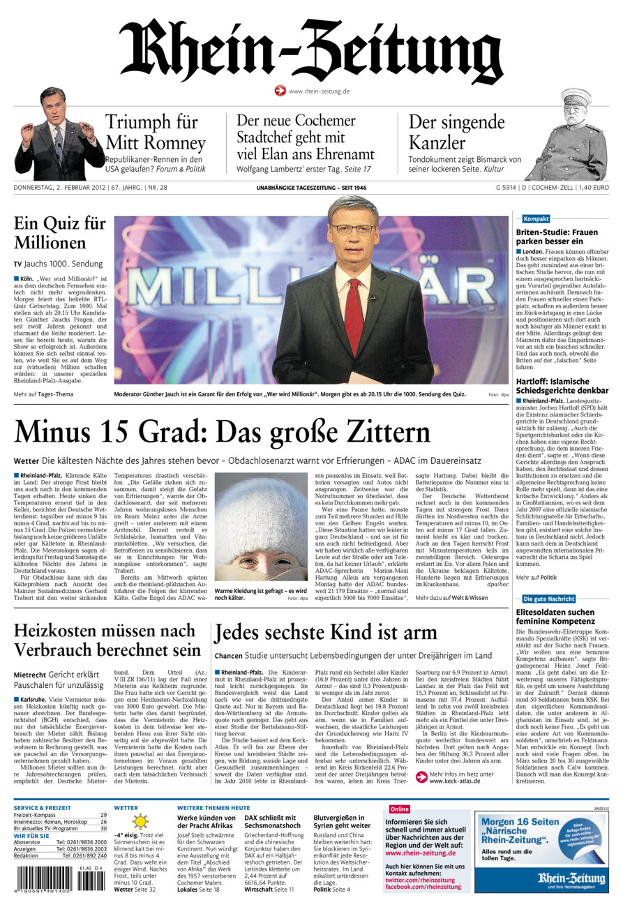 Rhein-Zeitung Kreis Cochem-Zell vom Donnerstag, 02.02.2012