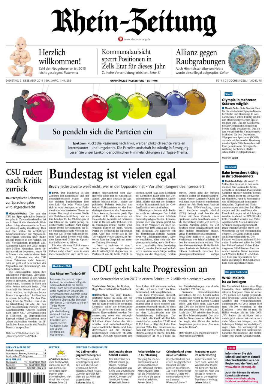 Rhein-Zeitung Kreis Cochem-Zell vom Dienstag, 09.12.2014