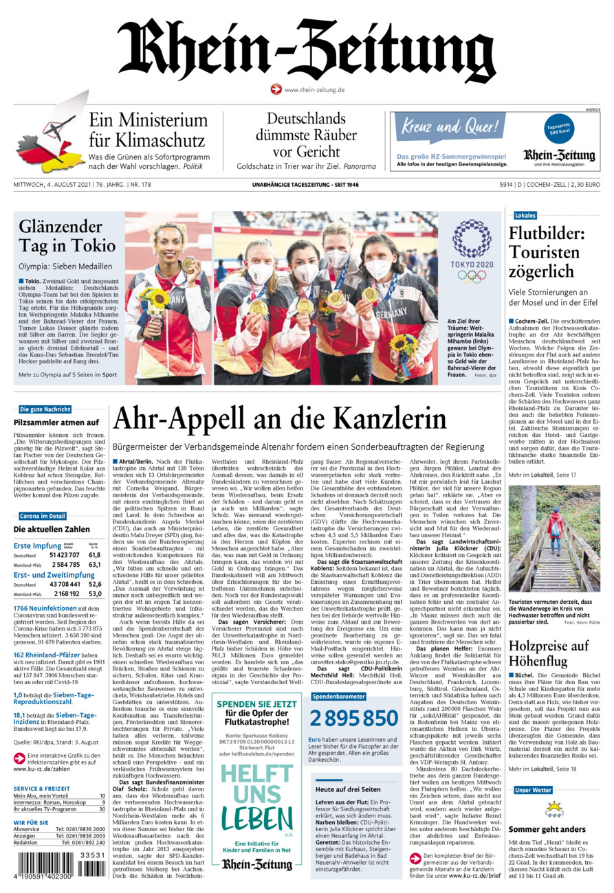 Rhein-Zeitung Kreis Cochem-Zell vom Mittwoch, 04.08.2021