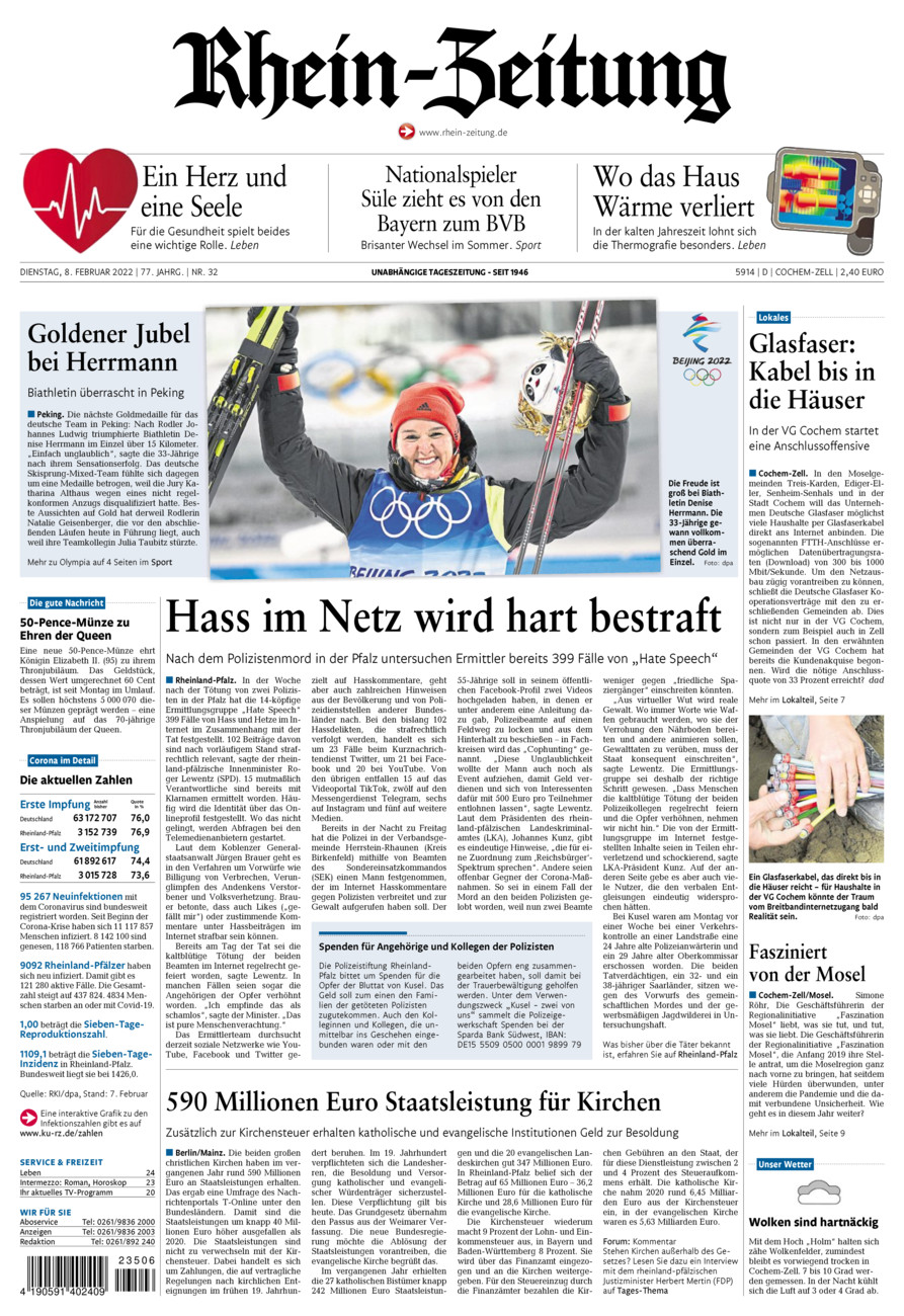 Rhein-Zeitung Kreis Cochem-Zell vom Dienstag, 08.02.2022
