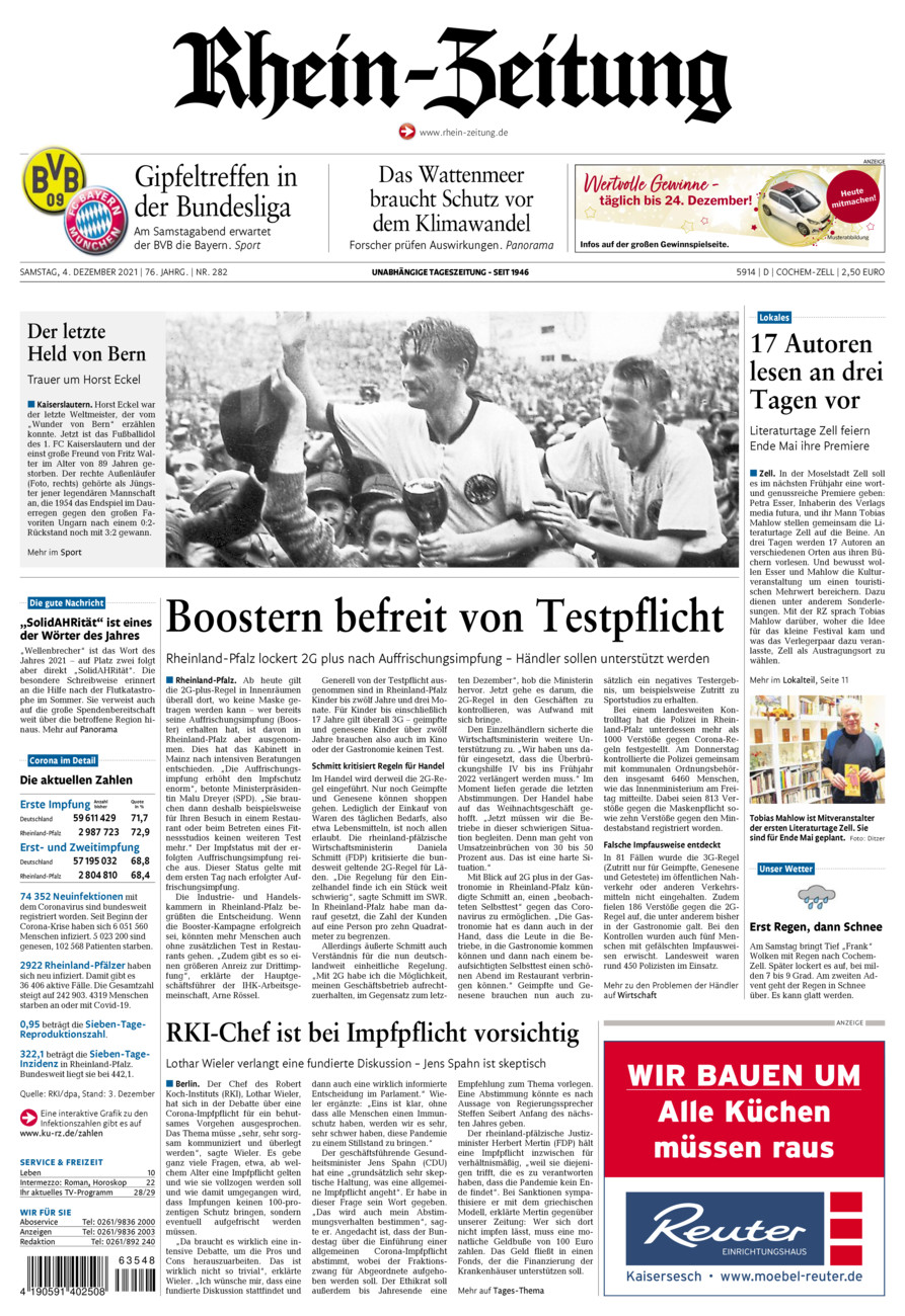 Rhein-Zeitung Kreis Cochem-Zell vom Samstag, 04.12.2021