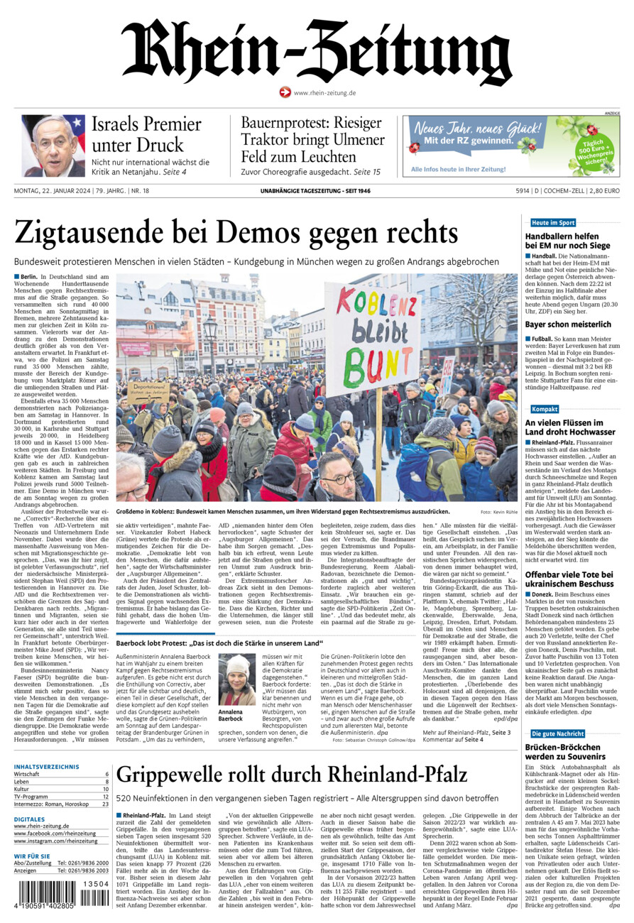 Rhein-Zeitung Kreis Cochem-Zell vom Montag, 22.01.2024
