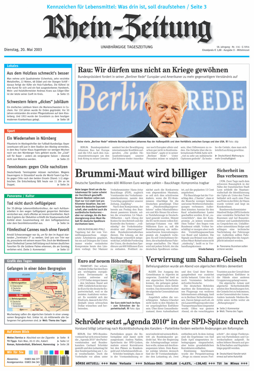 Rhein-Zeitung Kreis Cochem-Zell vom Dienstag, 20.05.2003
