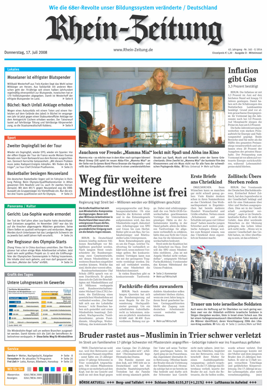 Rhein-Zeitung Kreis Cochem-Zell vom Donnerstag, 17.07.2008