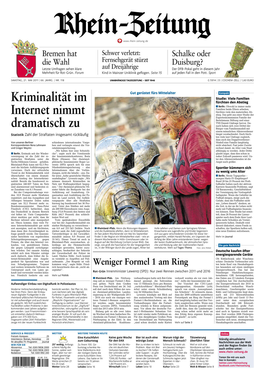 Rhein-Zeitung Kreis Cochem-Zell vom Samstag, 21.05.2011