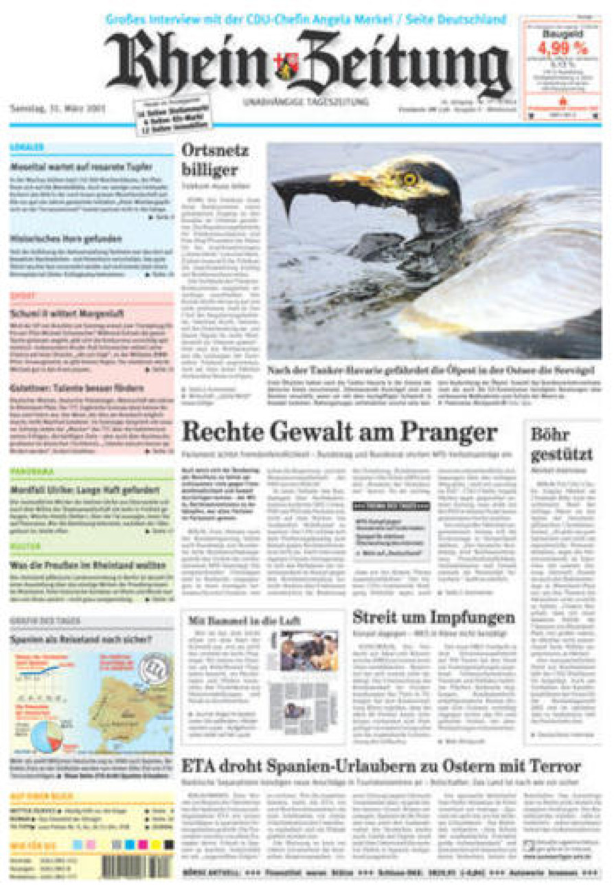Rhein-Zeitung Kreis Cochem-Zell vom Samstag, 31.03.2001
