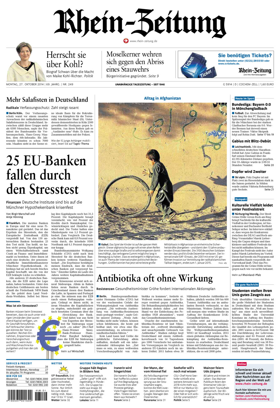 Rhein-Zeitung Kreis Cochem-Zell vom Montag, 27.10.2014