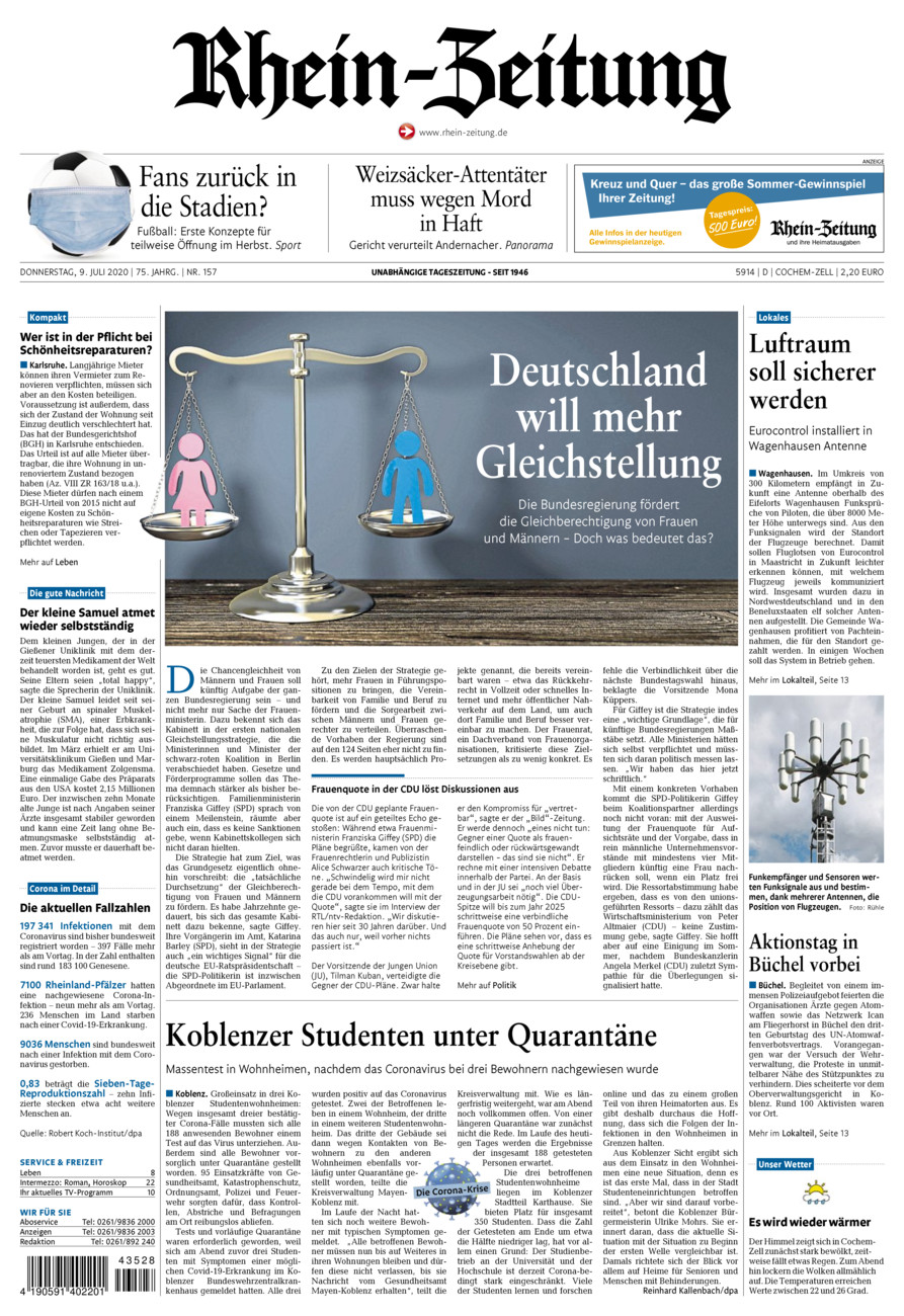 Rhein-Zeitung Kreis Cochem-Zell vom Donnerstag, 09.07.2020
