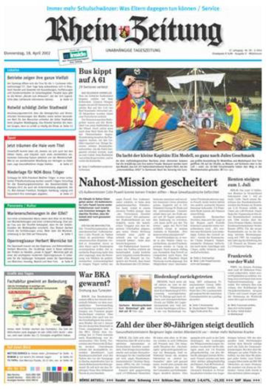 Rhein-Zeitung Kreis Cochem-Zell vom Donnerstag, 18.04.2002