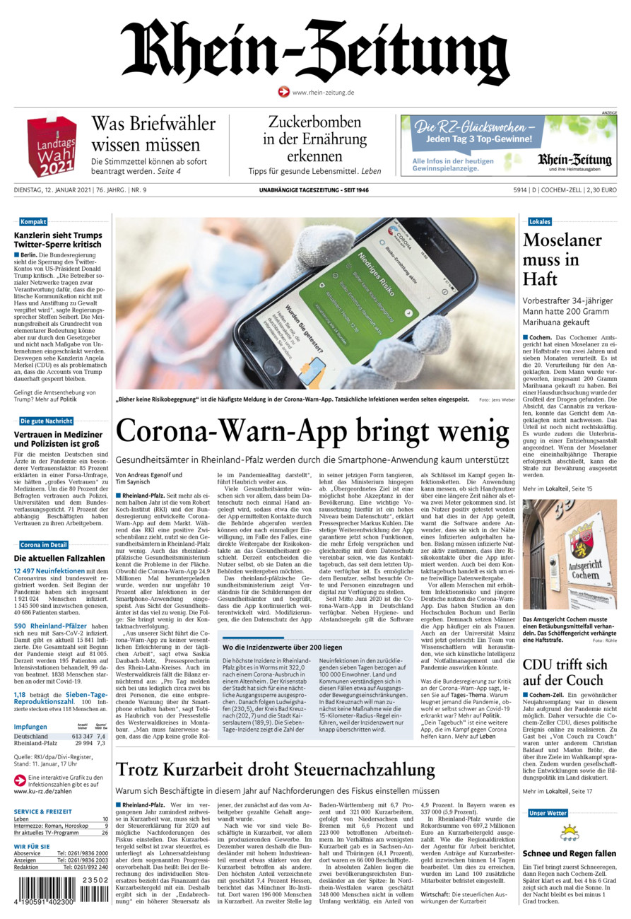 Rhein-Zeitung Kreis Cochem-Zell vom Dienstag, 12.01.2021