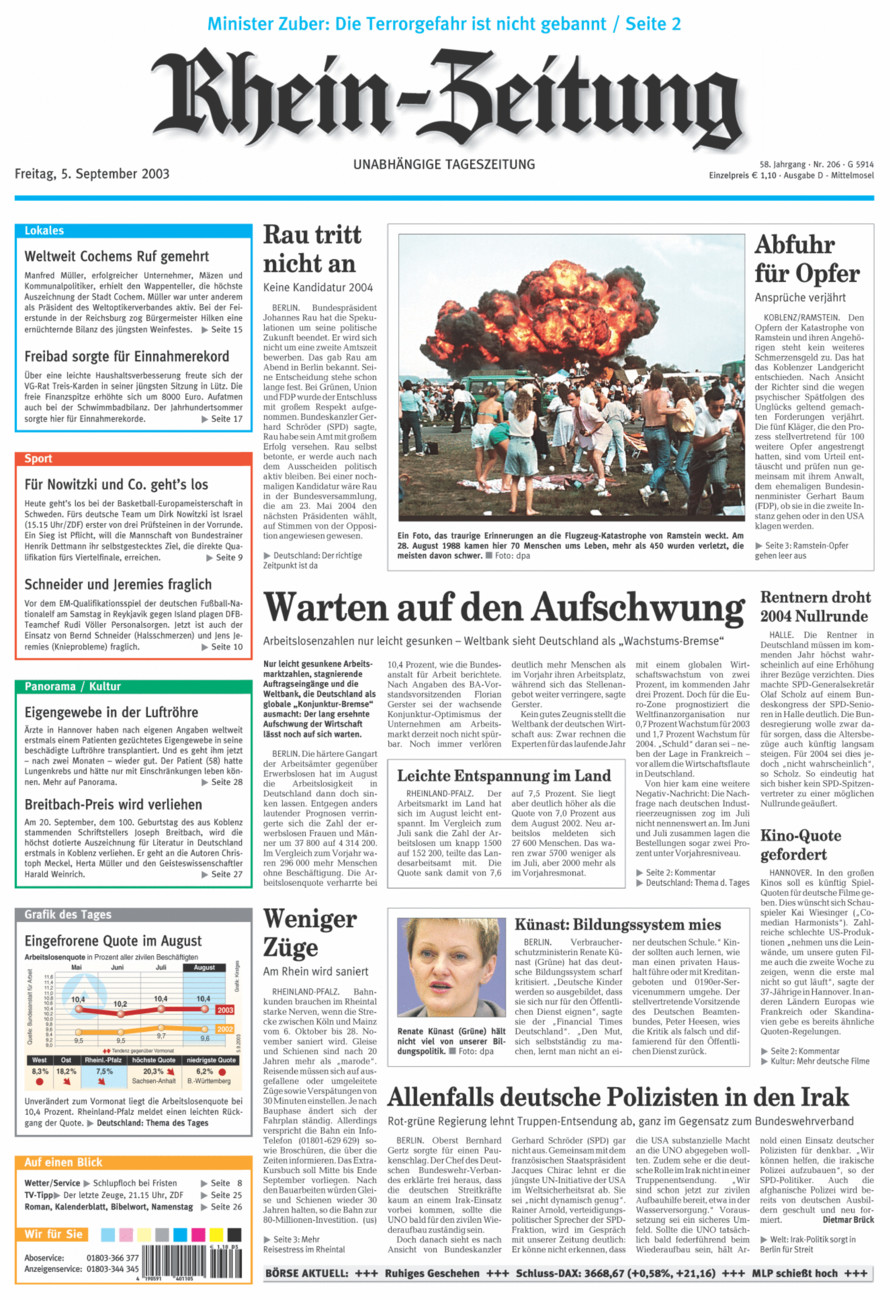 Rhein-Zeitung Kreis Cochem-Zell vom Freitag, 05.09.2003