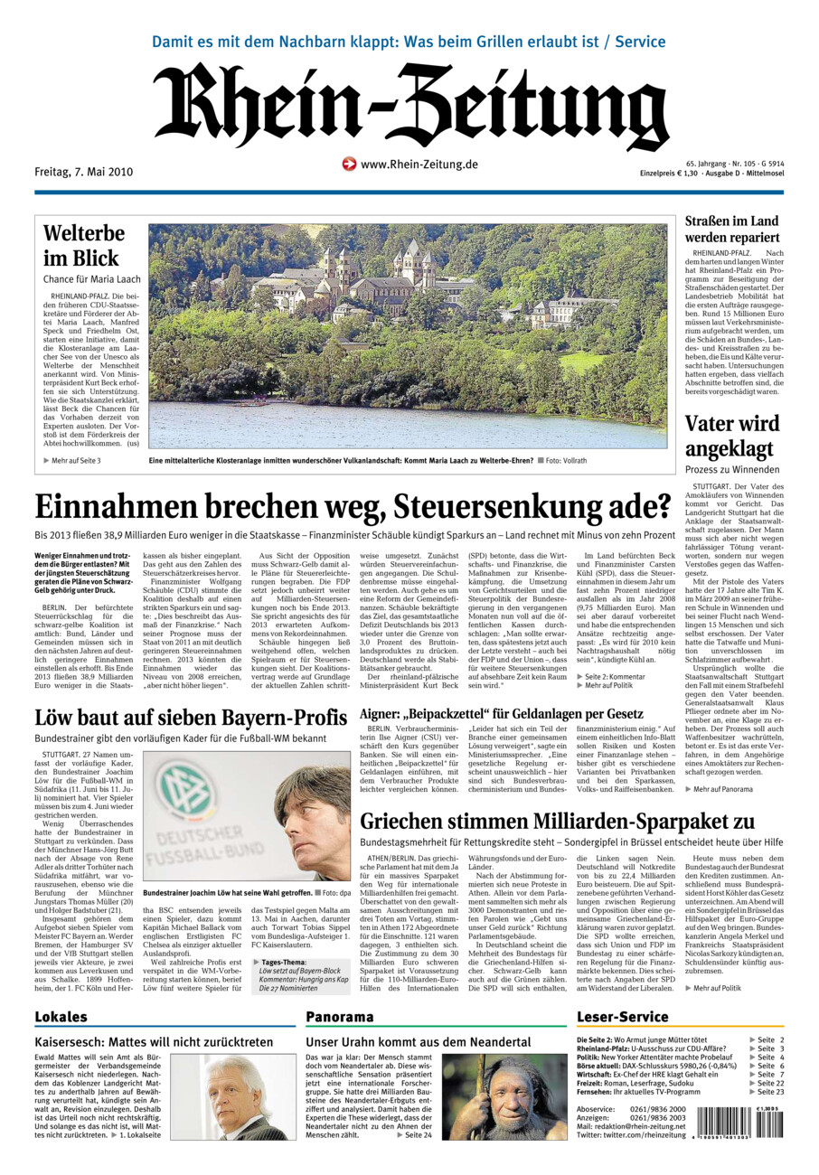 Rhein-Zeitung Kreis Cochem-Zell vom Freitag, 07.05.2010