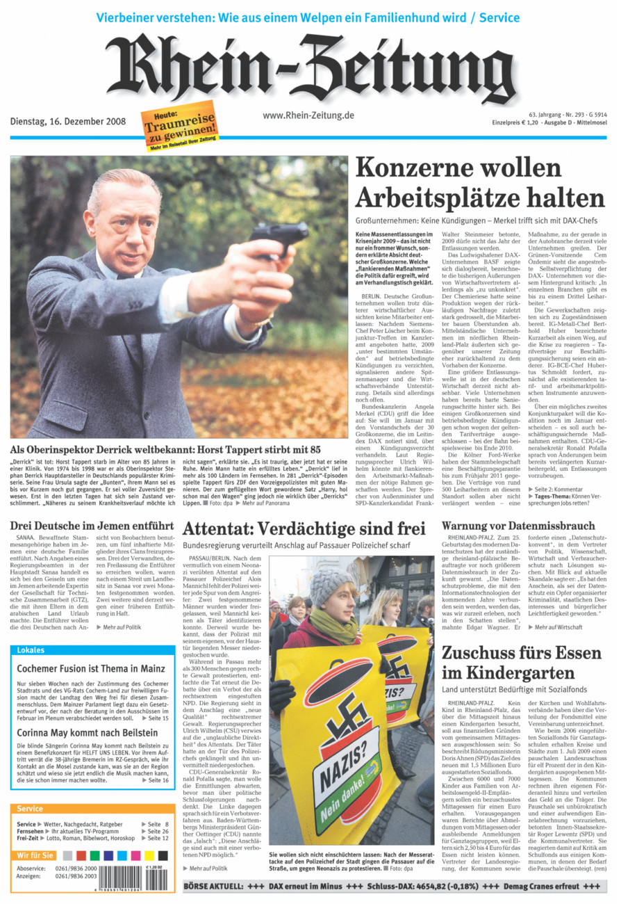 Rhein-Zeitung Kreis Cochem-Zell vom Dienstag, 16.12.2008