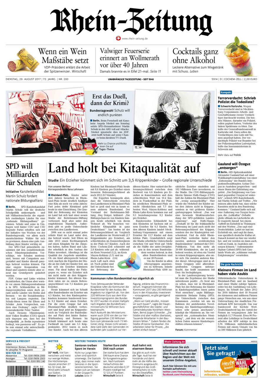 Rhein-Zeitung Kreis Cochem-Zell vom Dienstag, 29.08.2017