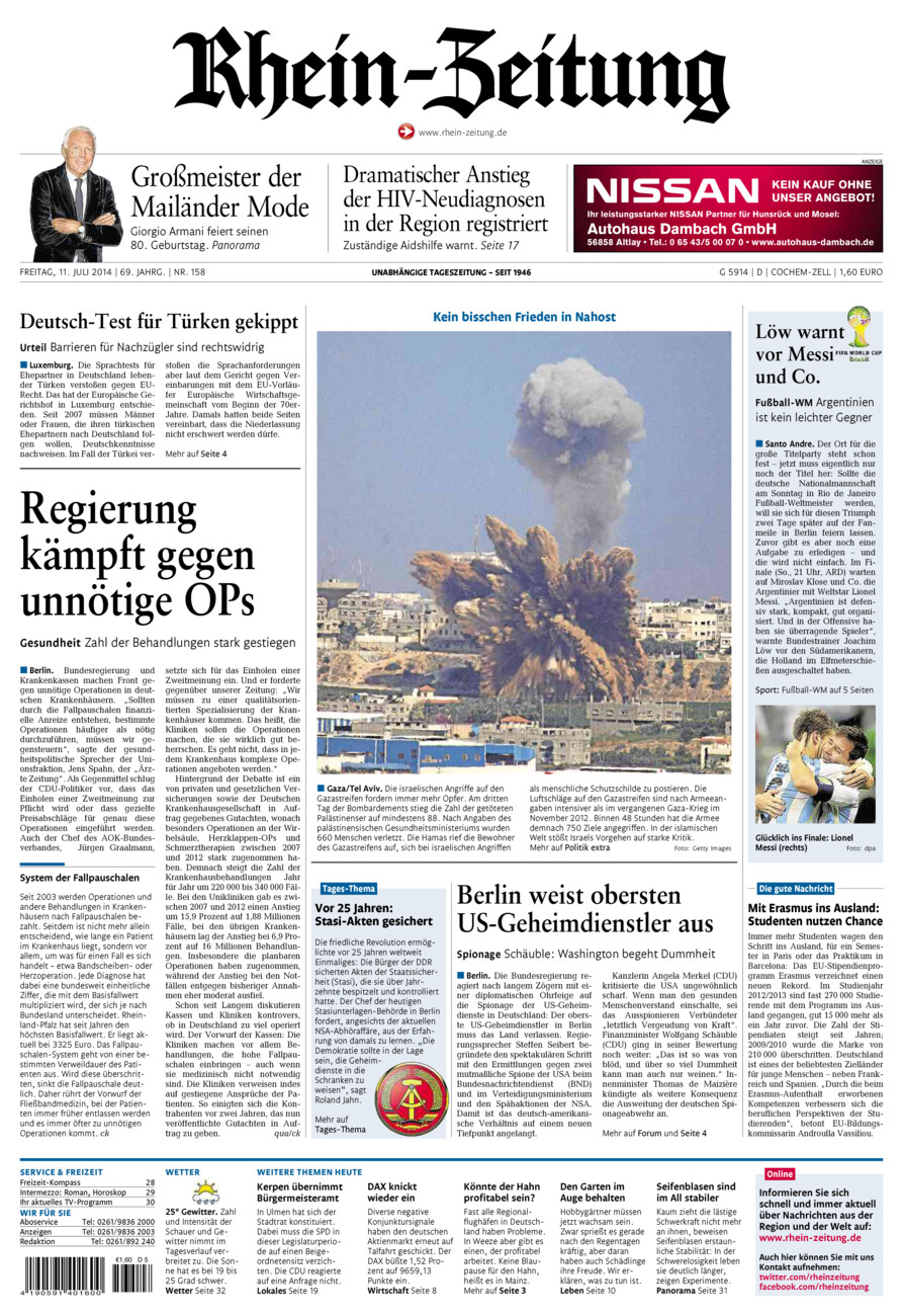 Rhein-Zeitung Kreis Cochem-Zell vom Freitag, 11.07.2014