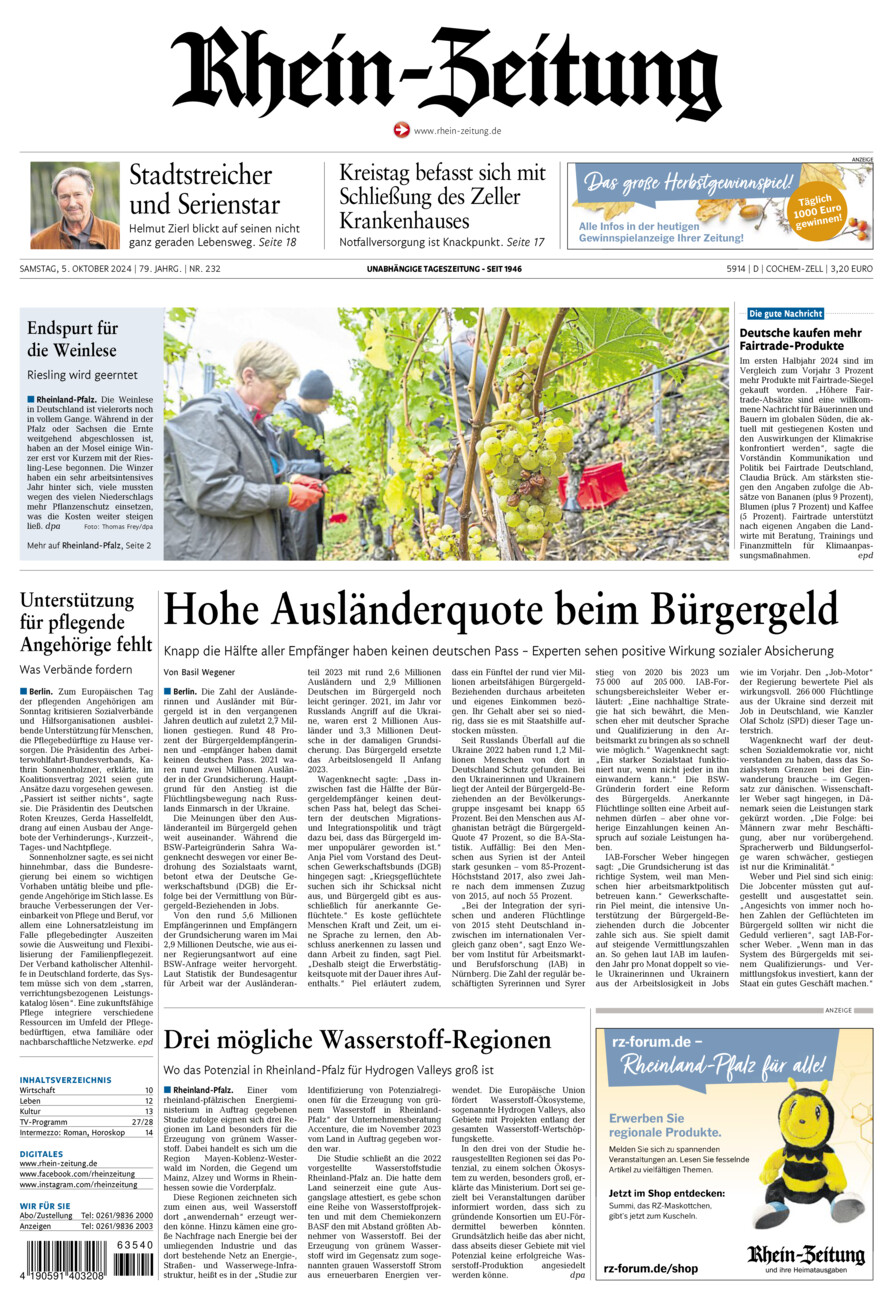 Rhein-Zeitung Kreis Cochem-Zell vom Samstag, 05.10.2024