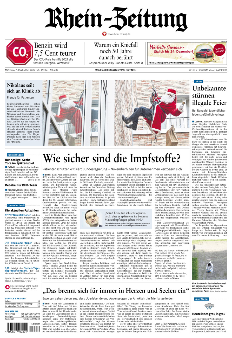 Rhein-Zeitung Kreis Cochem-Zell vom Montag, 07.12.2020