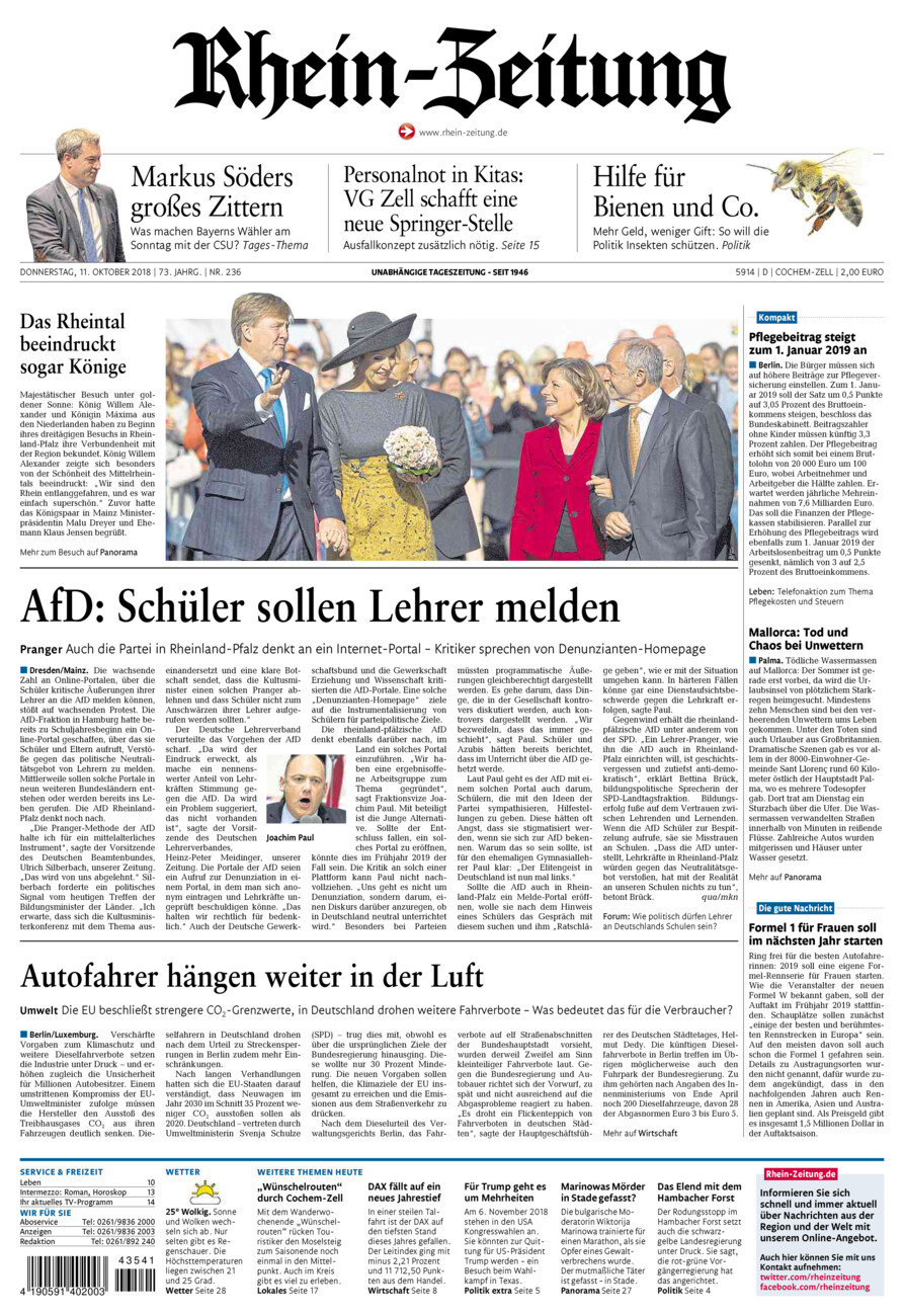 Rhein-Zeitung Kreis Cochem-Zell vom Donnerstag, 11.10.2018
