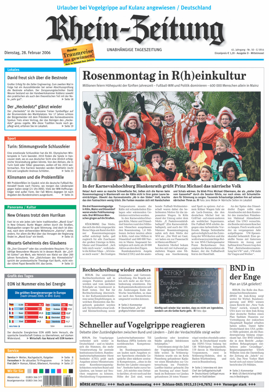 Rhein-Zeitung Kreis Cochem-Zell vom Dienstag, 28.02.2006