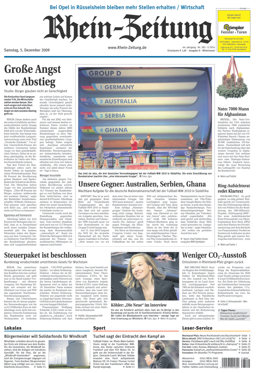 Rhein-Zeitung Kreis Cochem-Zell vom Samstag, 05.12.2009