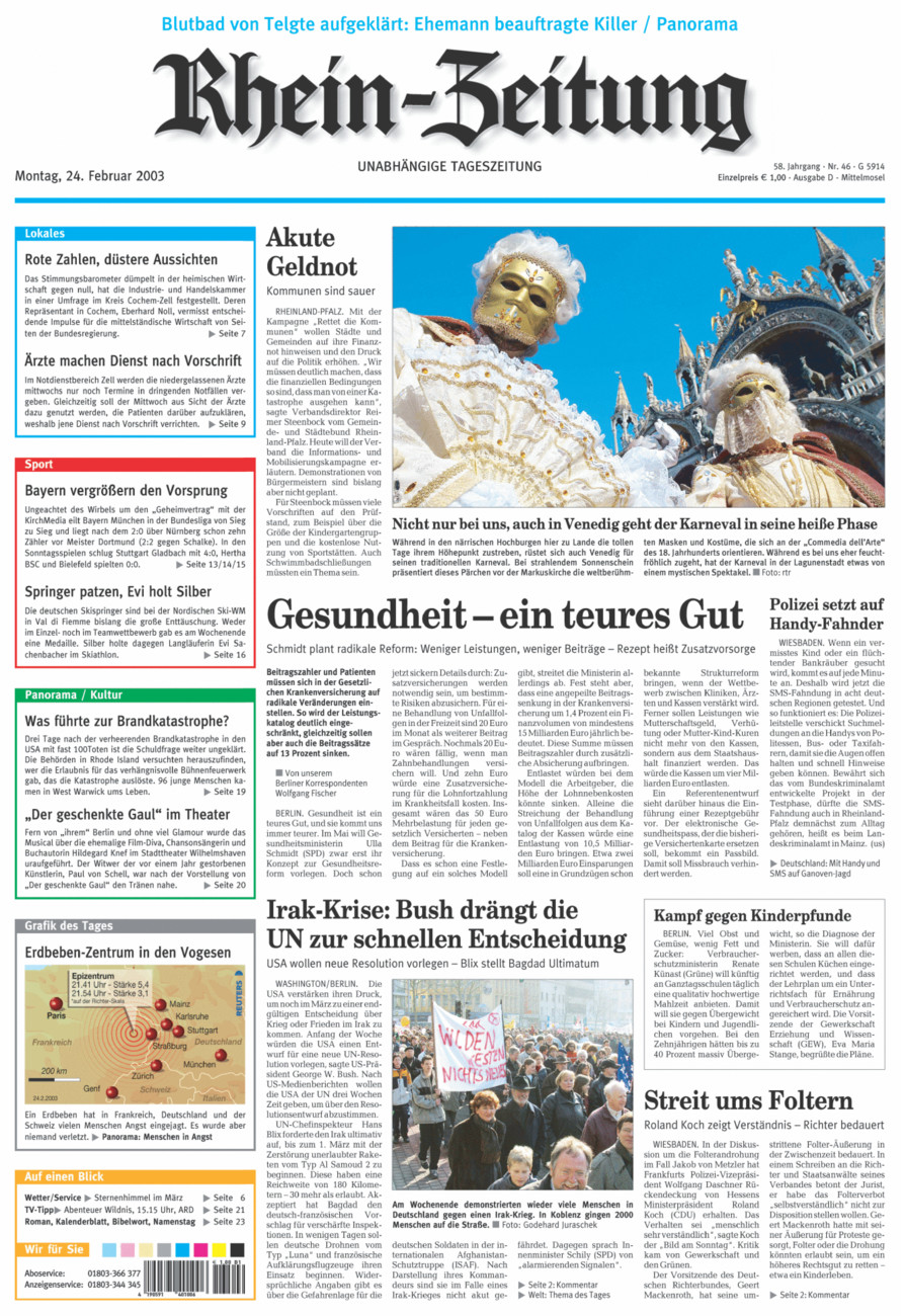 Rhein-Zeitung Kreis Cochem-Zell vom Montag, 24.02.2003