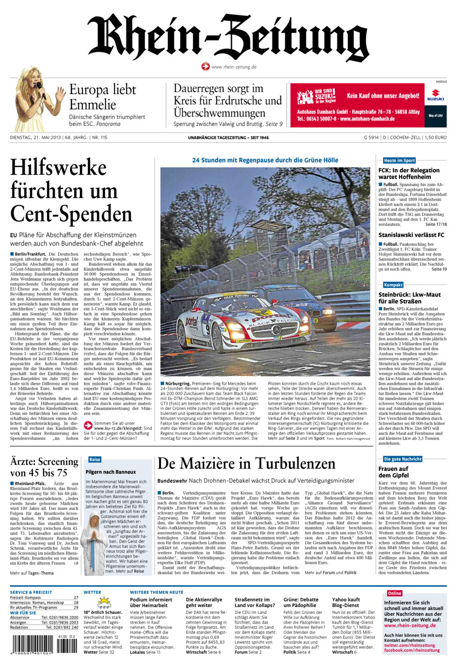 Rhein-Zeitung Kreis Cochem-Zell vom Dienstag, 21.05.2013