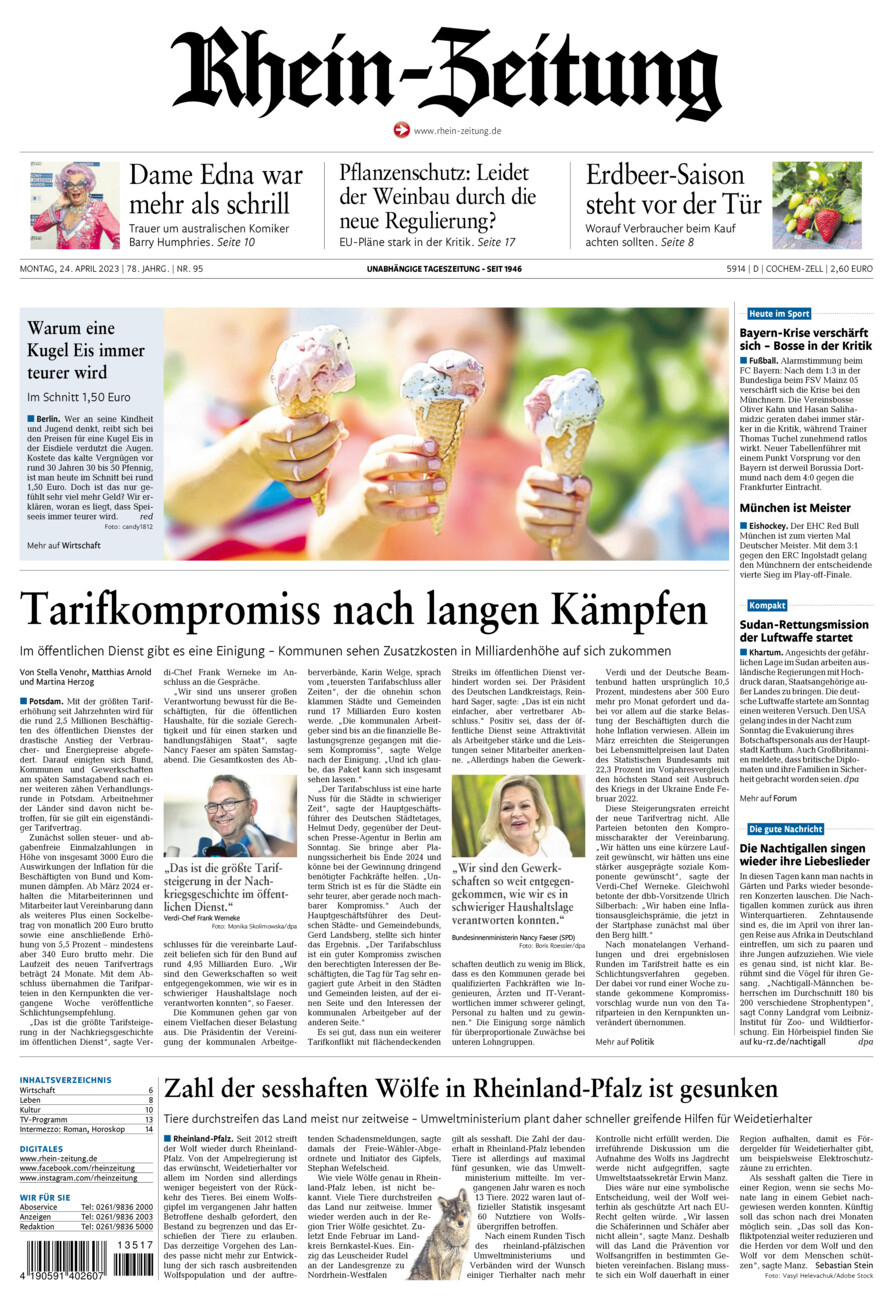 Rhein-Zeitung Kreis Cochem-Zell vom Montag, 24.04.2023