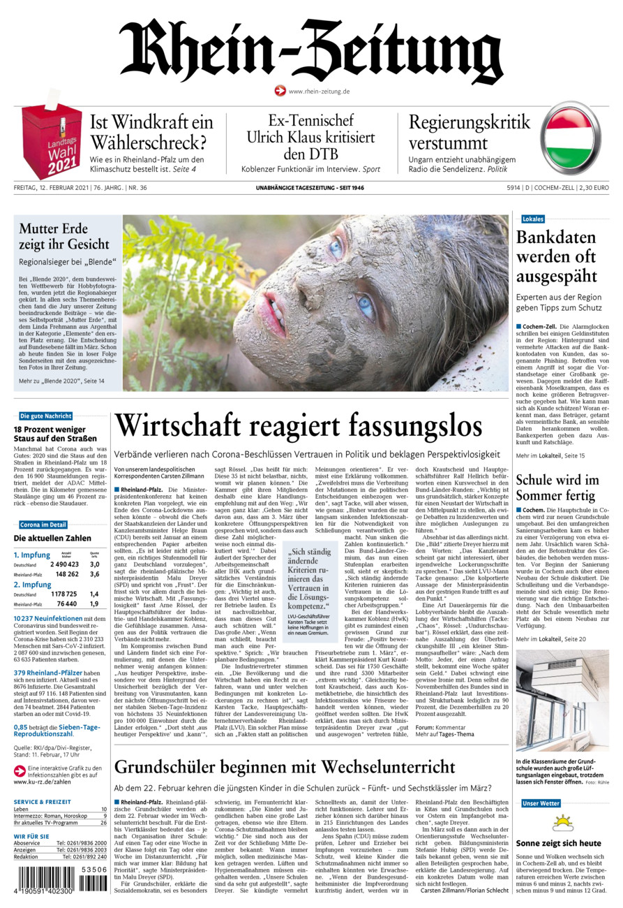 Rhein-Zeitung Kreis Cochem-Zell vom Freitag, 12.02.2021