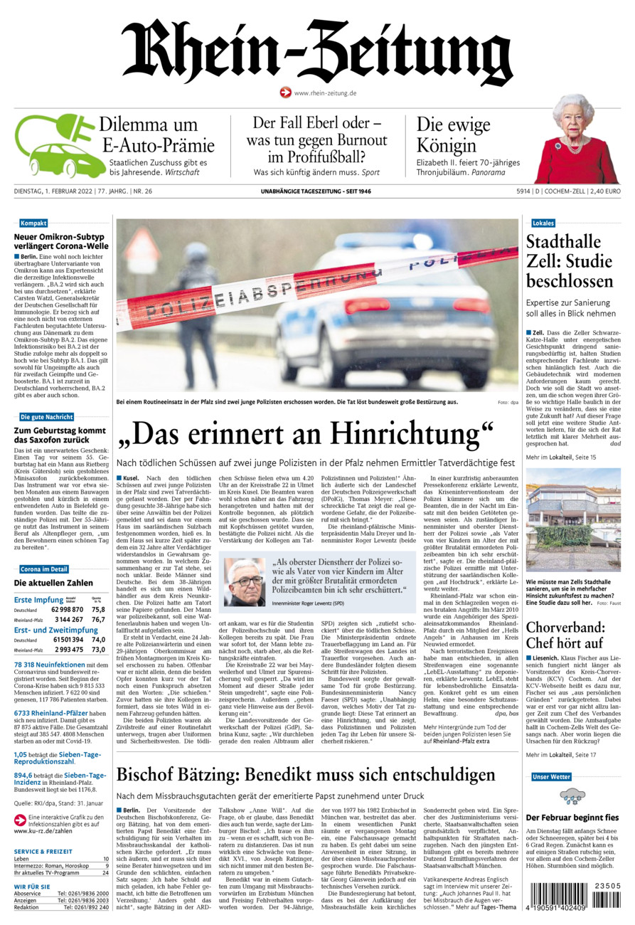 Rhein-Zeitung Kreis Cochem-Zell vom Dienstag, 01.02.2022