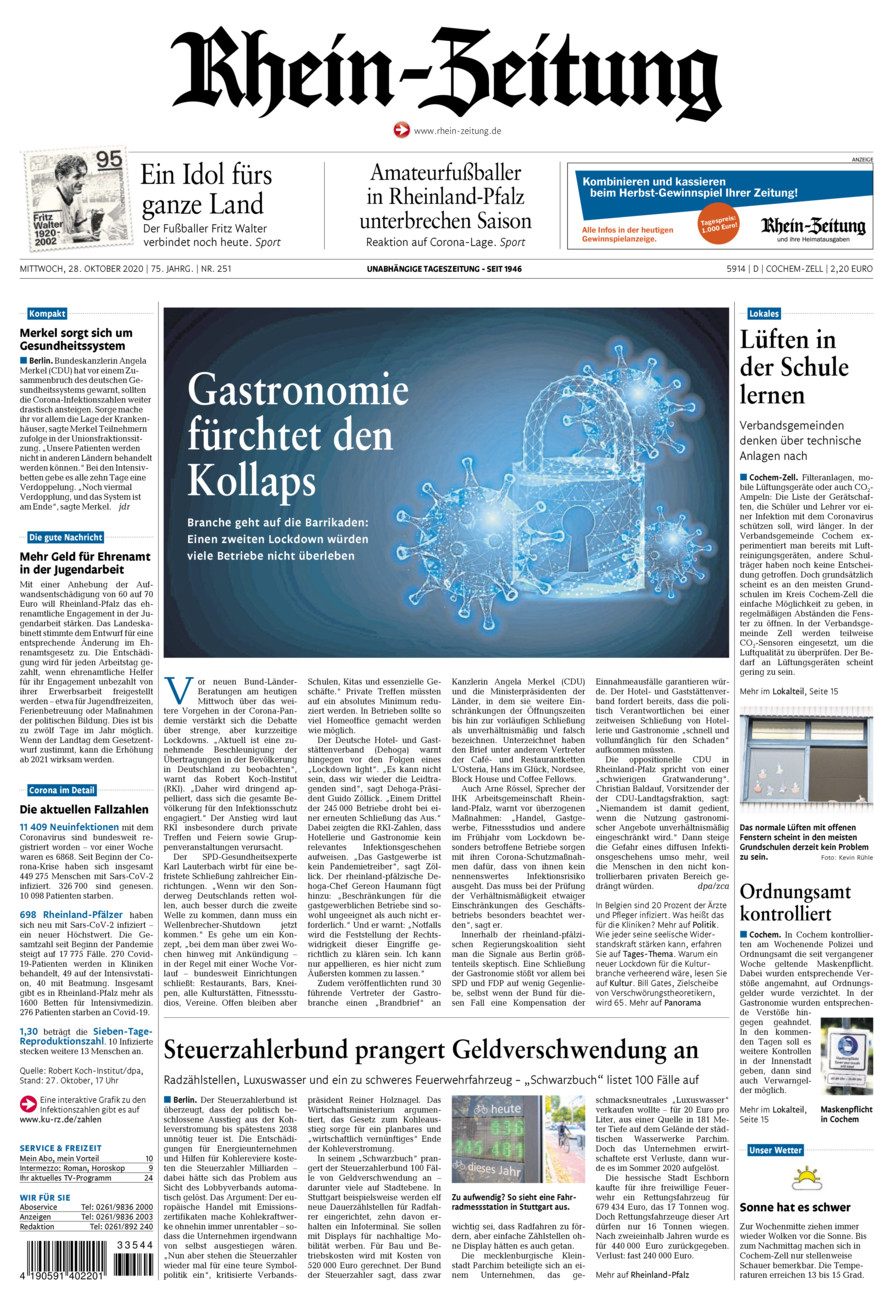 Rhein-Zeitung Kreis Cochem-Zell vom Mittwoch, 28.10.2020