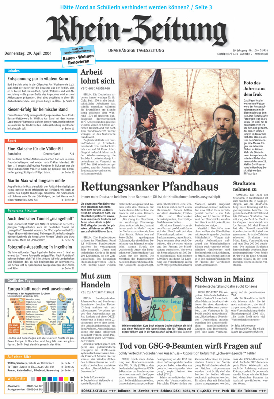 Rhein-Zeitung Kreis Cochem-Zell vom Donnerstag, 29.04.2004