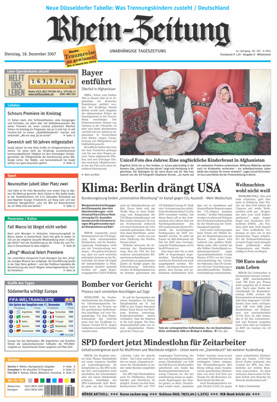 Rhein-Zeitung Kreis Cochem-Zell vom Dienstag, 18.12.2007