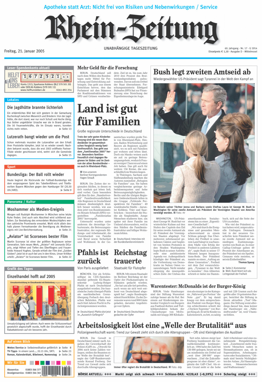 Rhein-Zeitung Kreis Cochem-Zell vom Freitag, 21.01.2005