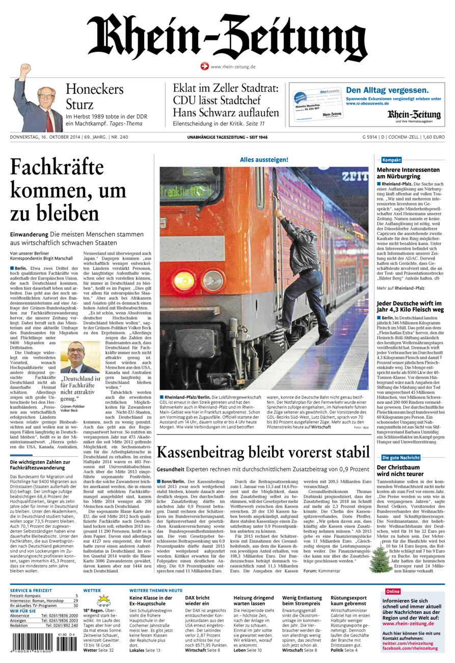 Rhein-Zeitung Kreis Cochem-Zell vom Donnerstag, 16.10.2014