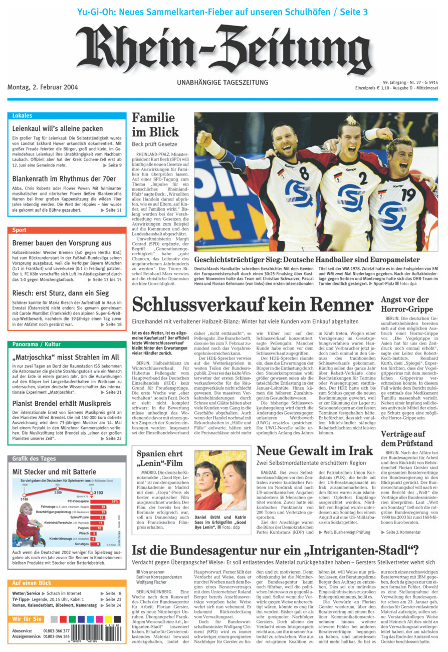 Rhein-Zeitung Kreis Cochem-Zell vom Montag, 02.02.2004
