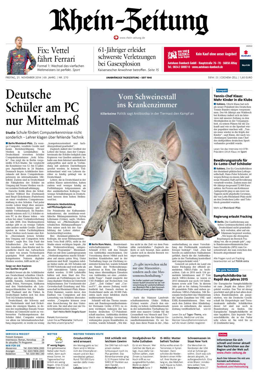 Rhein-Zeitung Kreis Cochem-Zell vom Freitag, 21.11.2014