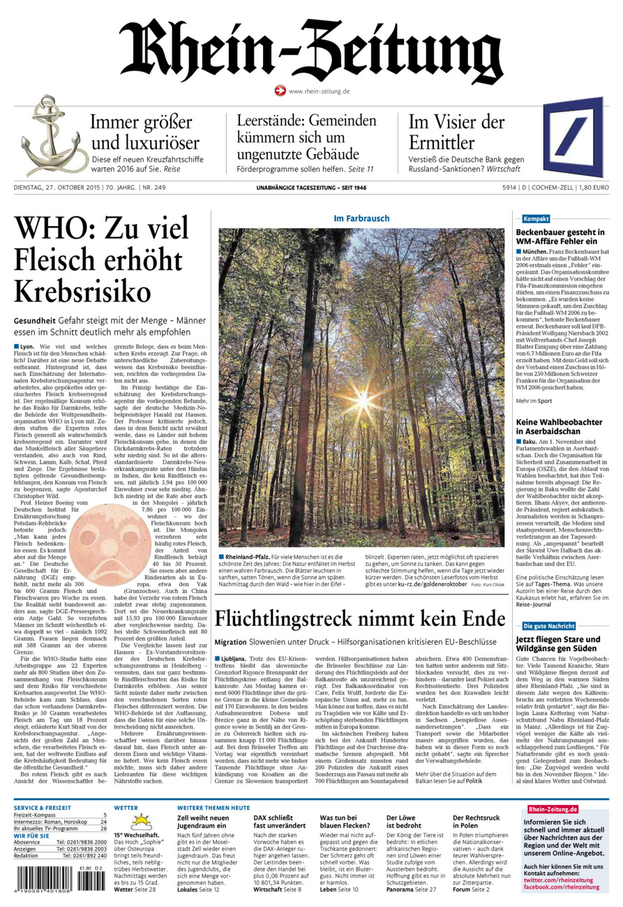 Rhein-Zeitung Kreis Cochem-Zell vom Dienstag, 27.10.2015