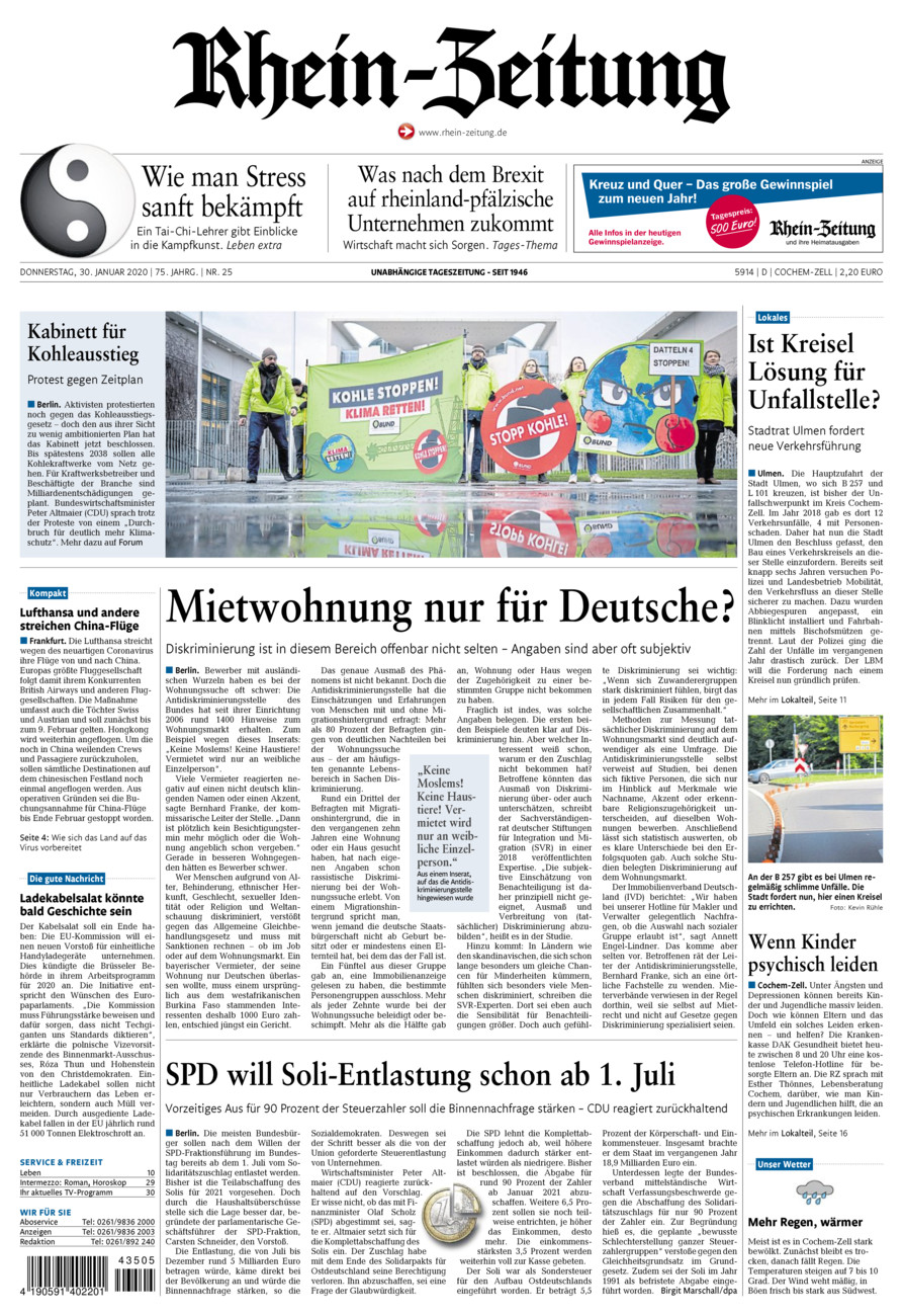 Rhein-Zeitung Kreis Cochem-Zell vom Donnerstag, 30.01.2020