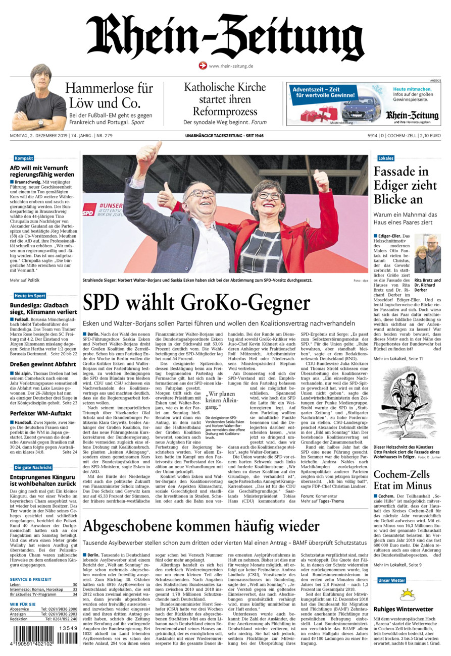 Rhein-Zeitung Kreis Cochem-Zell vom Montag, 02.12.2019