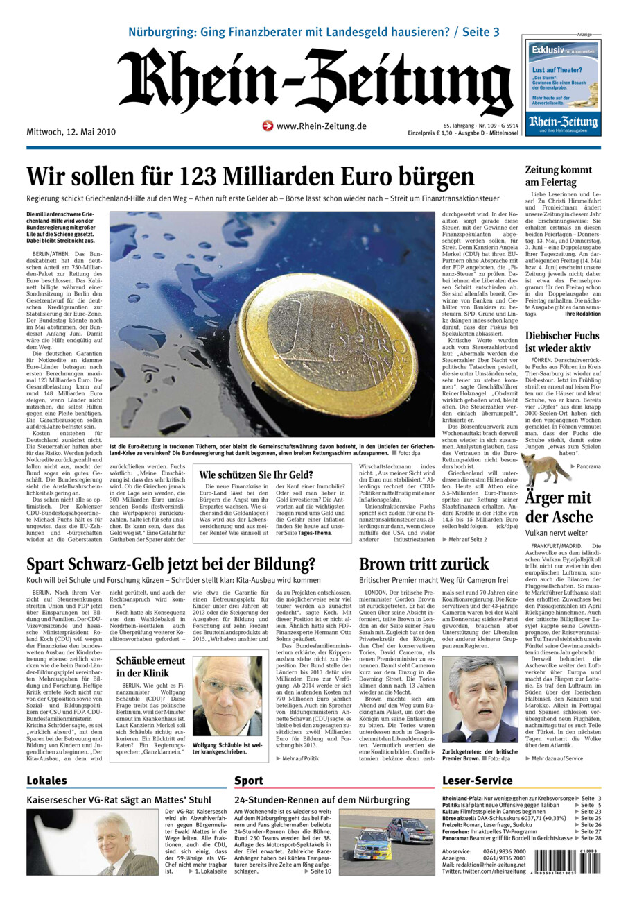 Rhein-Zeitung Kreis Cochem-Zell vom Mittwoch, 12.05.2010
