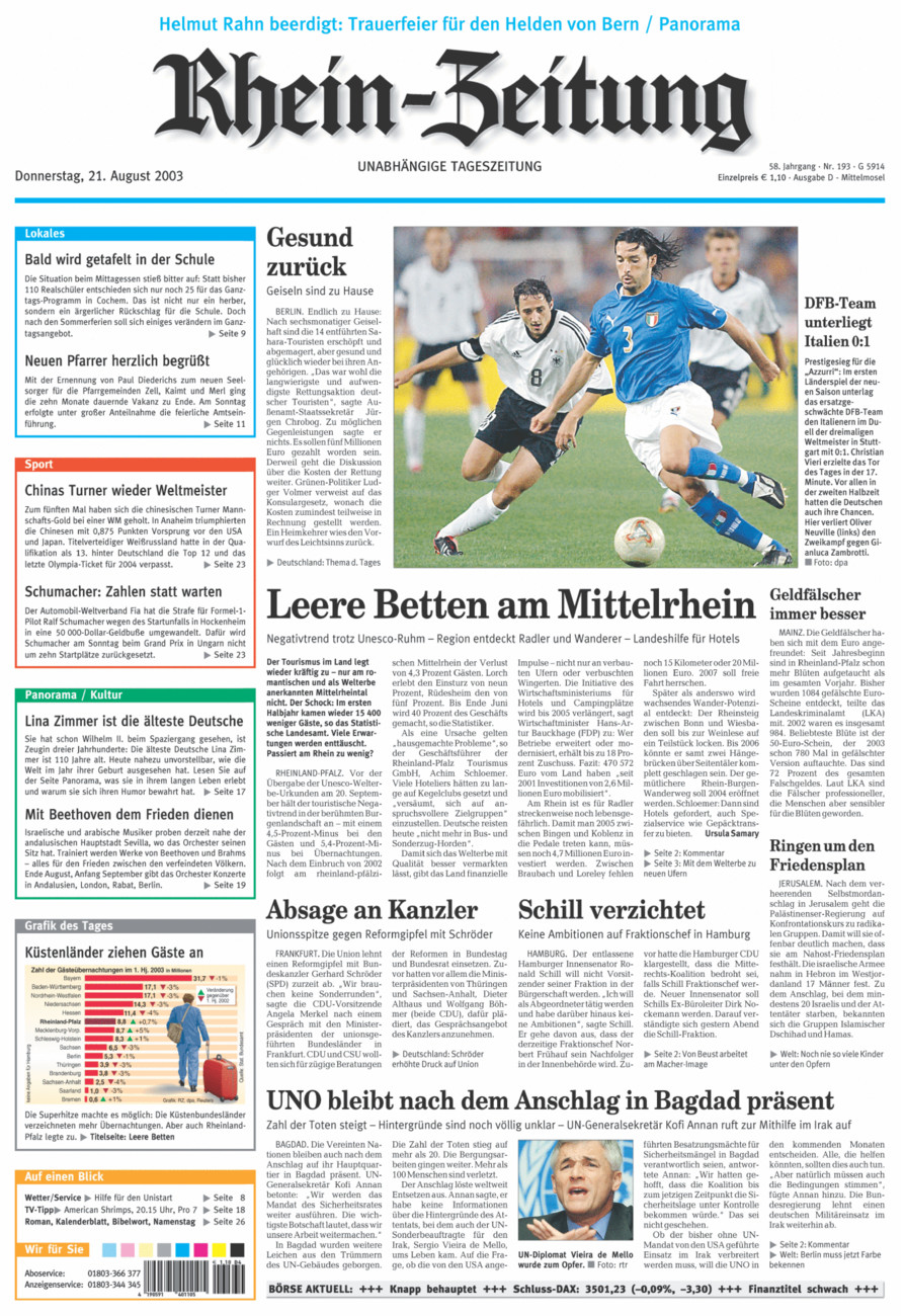 Rhein-Zeitung Kreis Cochem-Zell vom Donnerstag, 21.08.2003
