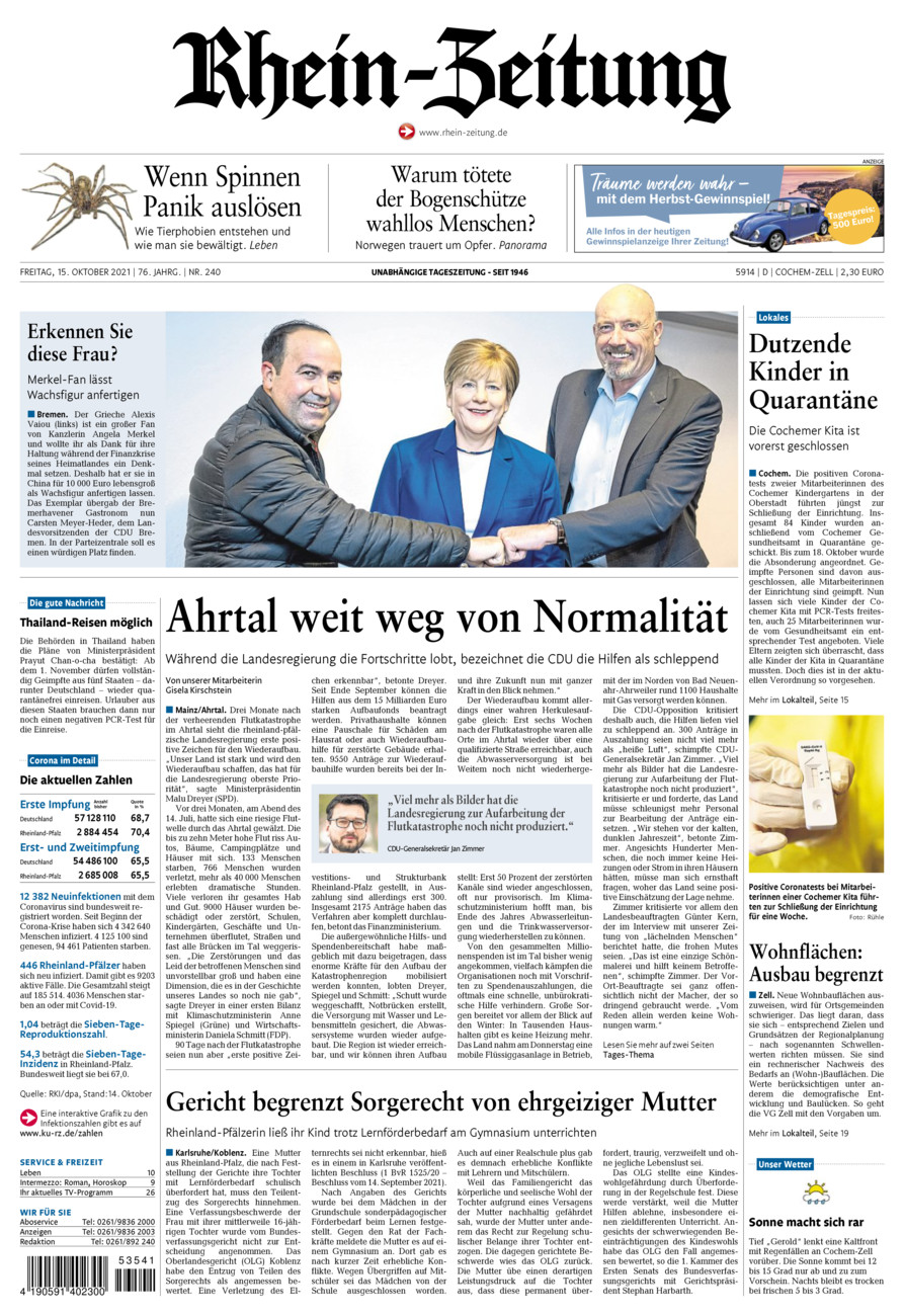 Rhein-Zeitung Kreis Cochem-Zell vom Freitag, 15.10.2021