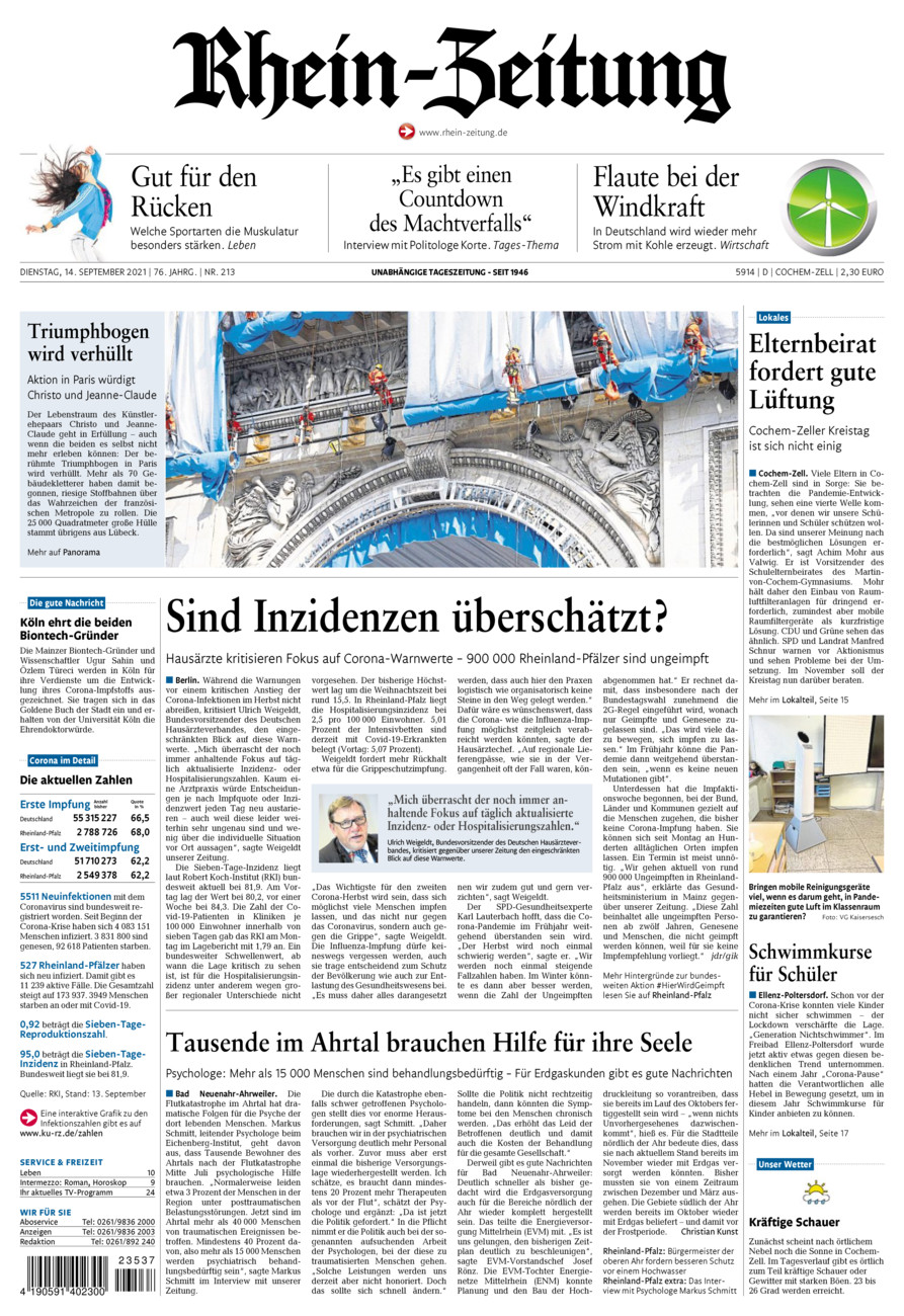 Rhein-Zeitung Kreis Cochem-Zell vom Dienstag, 14.09.2021