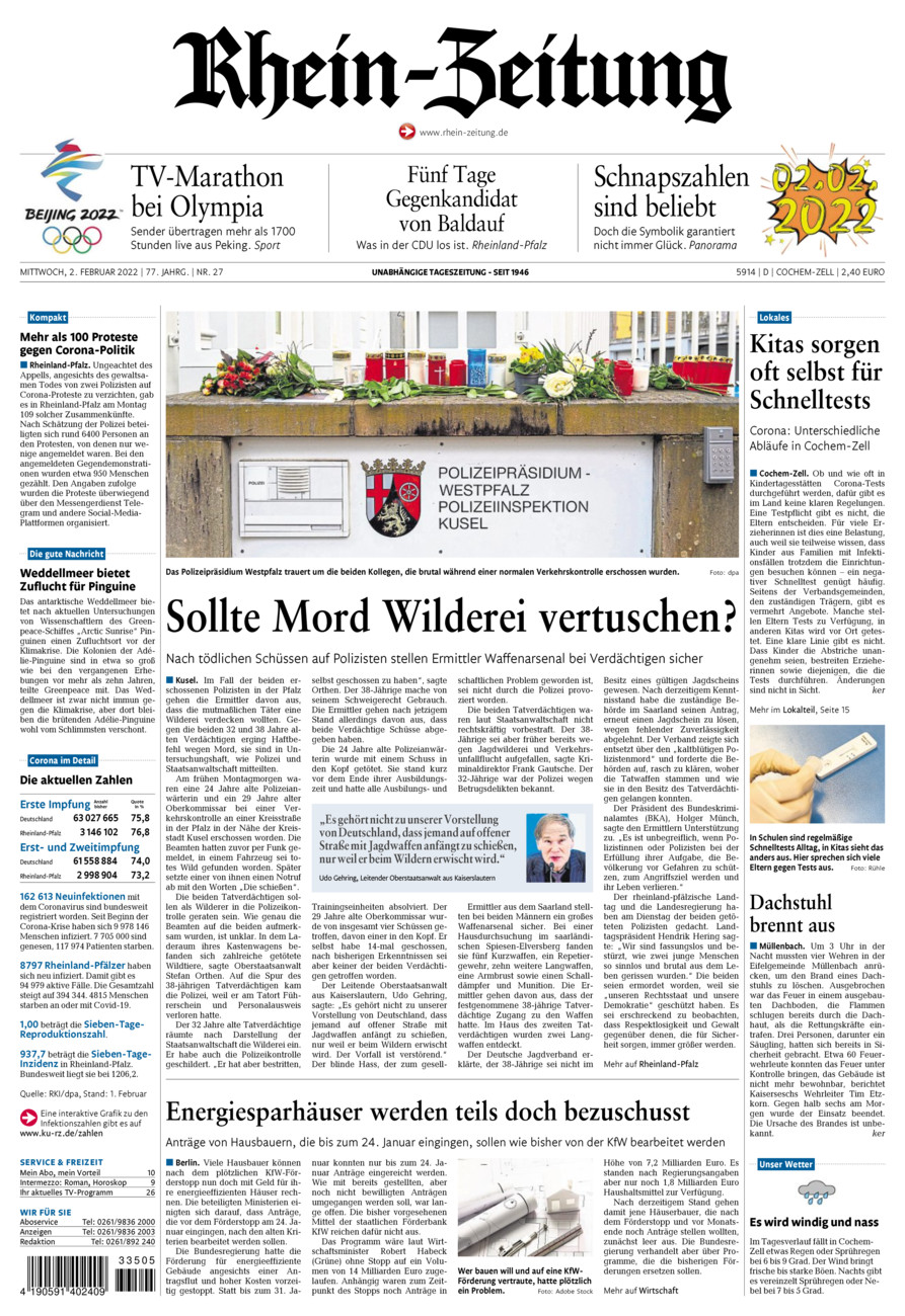 Rhein-Zeitung Kreis Cochem-Zell vom Mittwoch, 02.02.2022