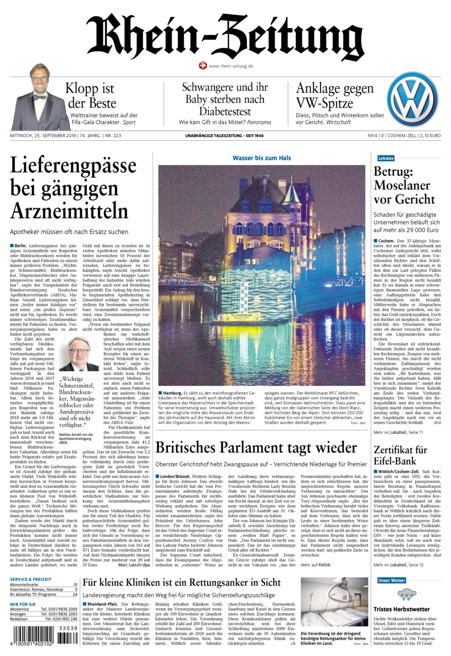Rhein-Zeitung Kreis Cochem-Zell vom Mittwoch, 25.09.2019